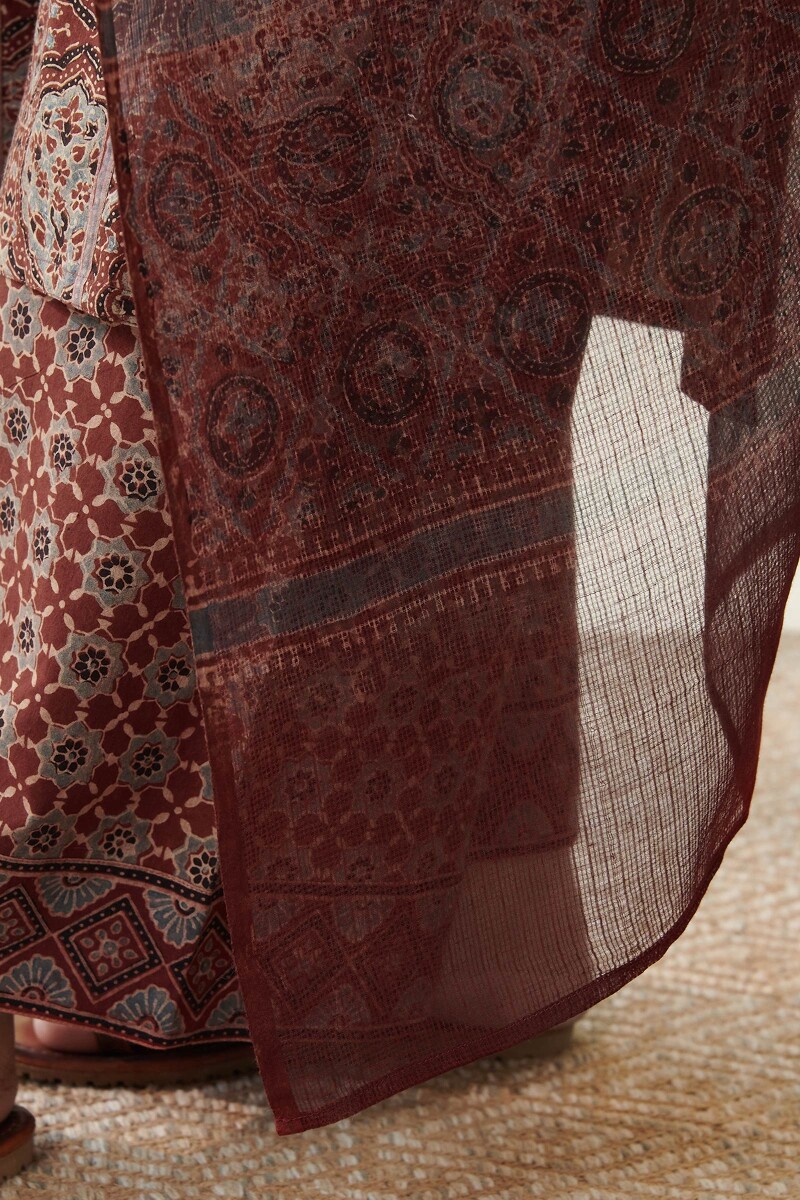 Ajrak Hand Block Printed Kota Dupatta