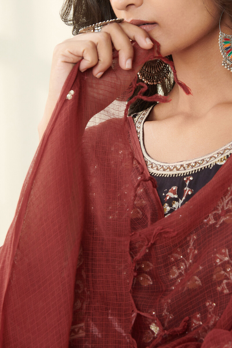 Red Handcrafted Kota Dupatta