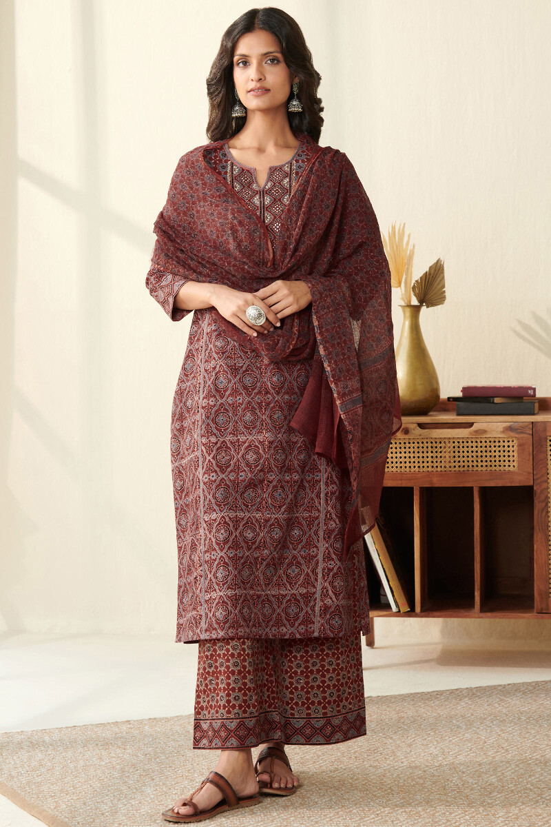Ajrak Hand Block Printed Straight Cotton Kurta