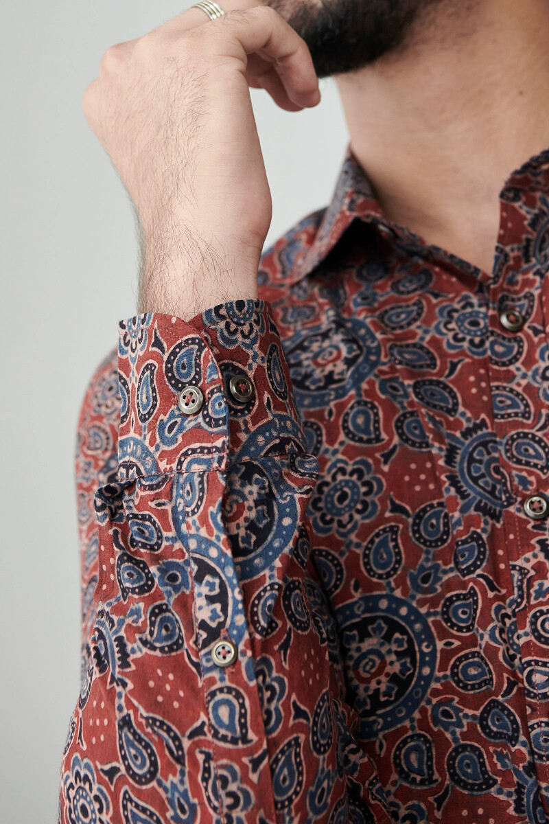 Ajrak Hand Block Printed Cotton Shirt