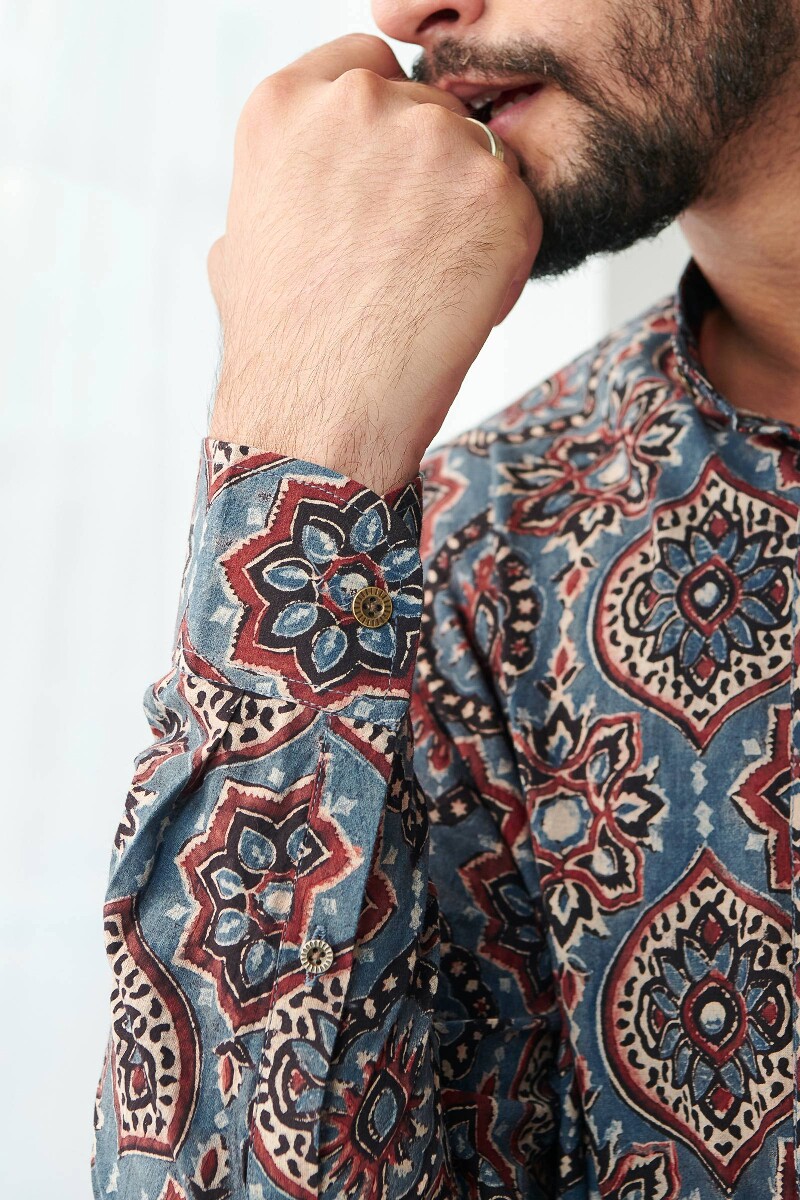 Ajrak Hand Block Printed Cotton Shirt