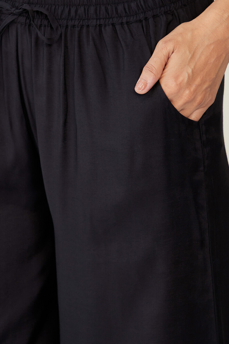 Black Handcrafted Chanderi Palazzo