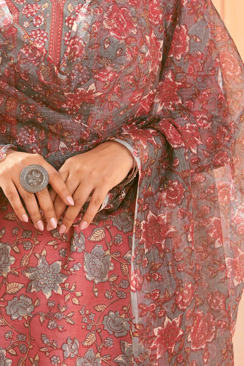 Blue Hand Printed Kota Dupatta