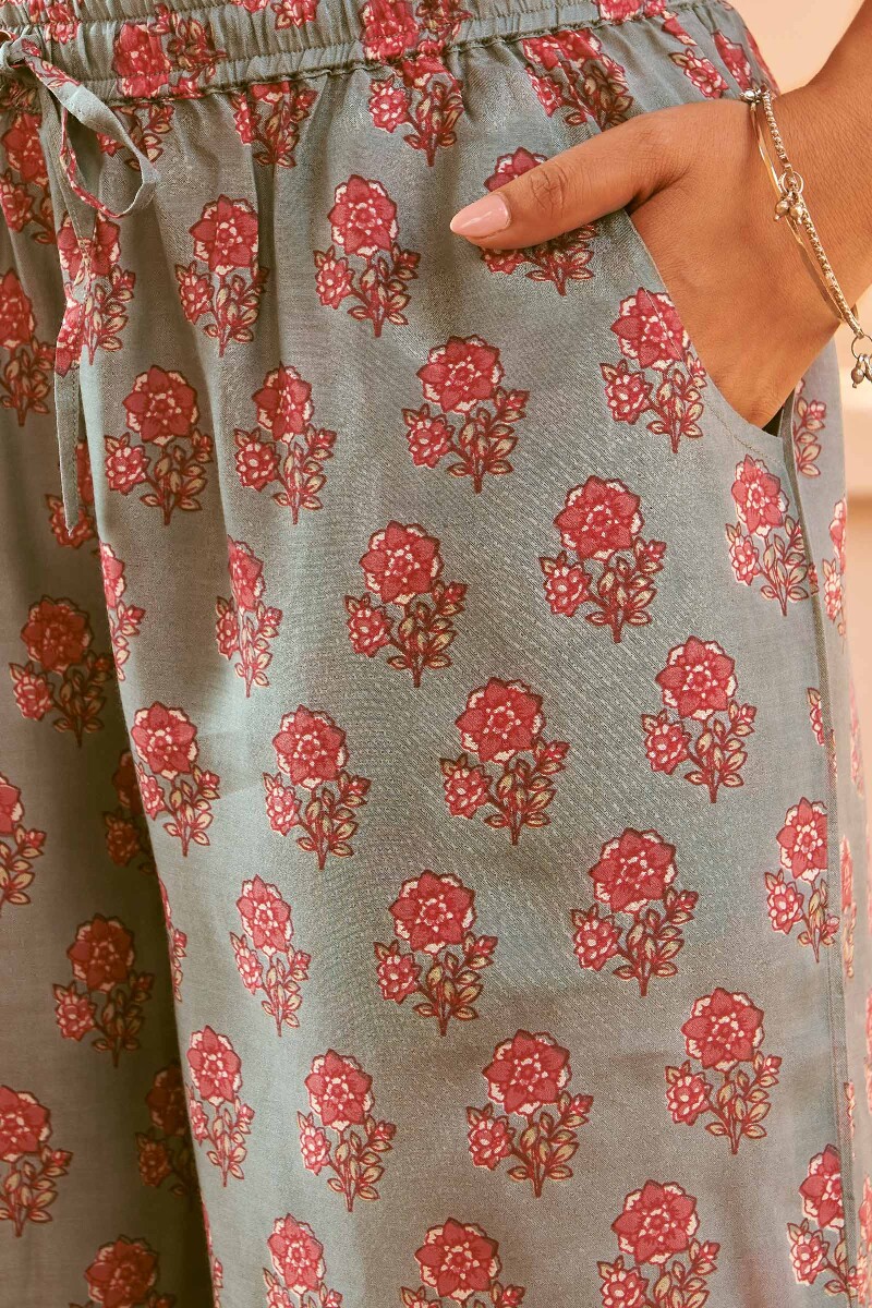 Blue Hand Printed Modal Farsi