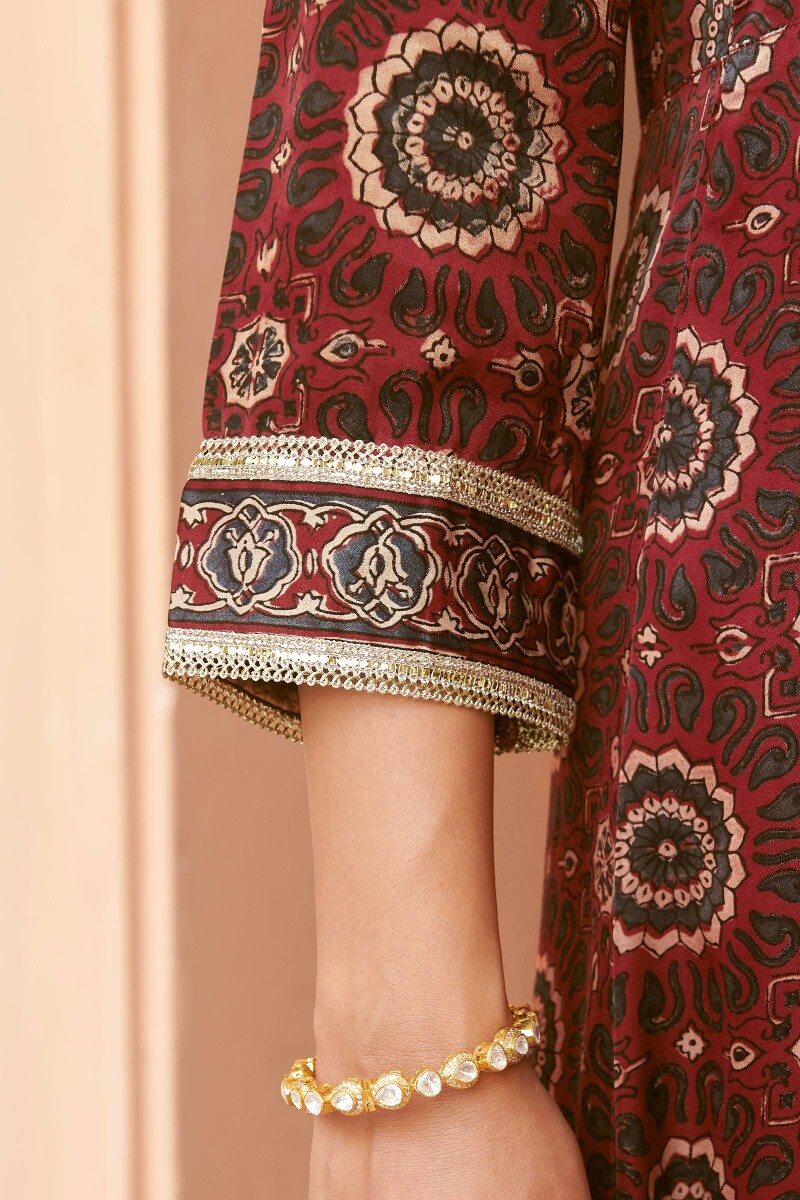 Ajrak Hand Block-Printed A-Line Modal Kurta