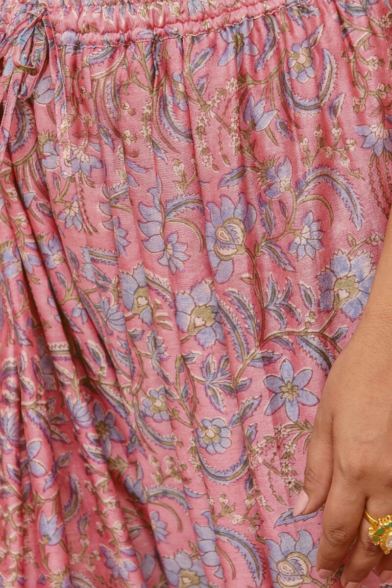 Pink Hand Block-Printed Chanderi Salwar