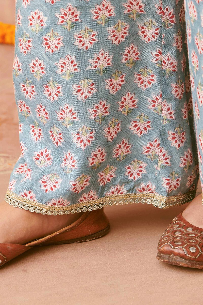 Blue Hand Block-Printed Modal Farsi