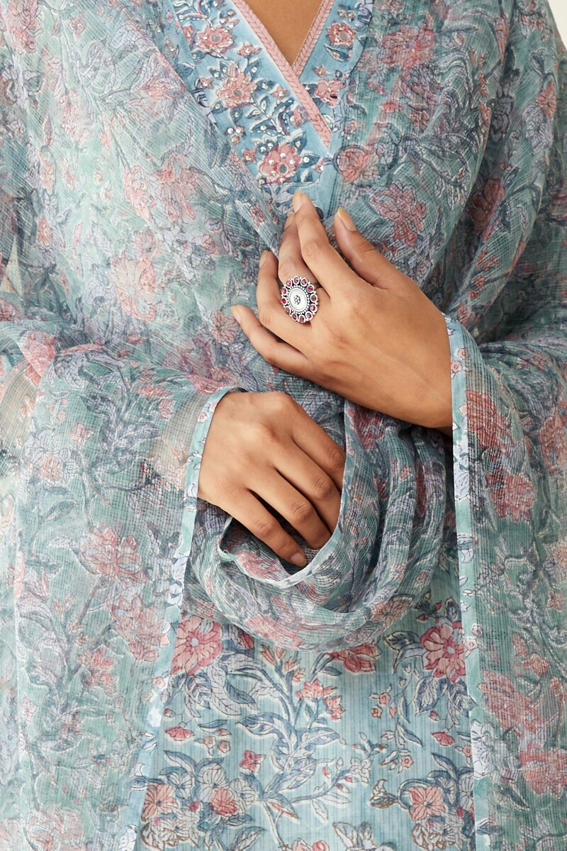 Blue Hand Block-Printed Kota Dupatta