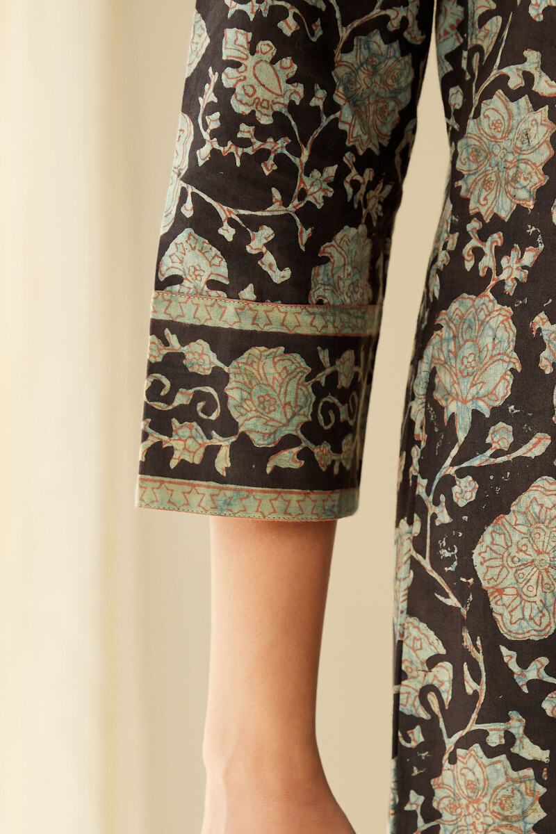 Akola Hand Block-Printed A-Line Cotton Kurta