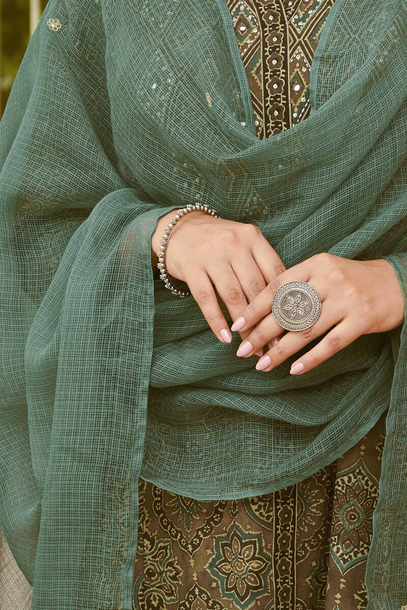 Green Handcrafted Kota Dupatta