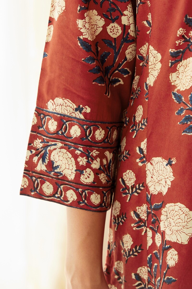 Bagru Hand Block-Printed Straight Modal Kurta