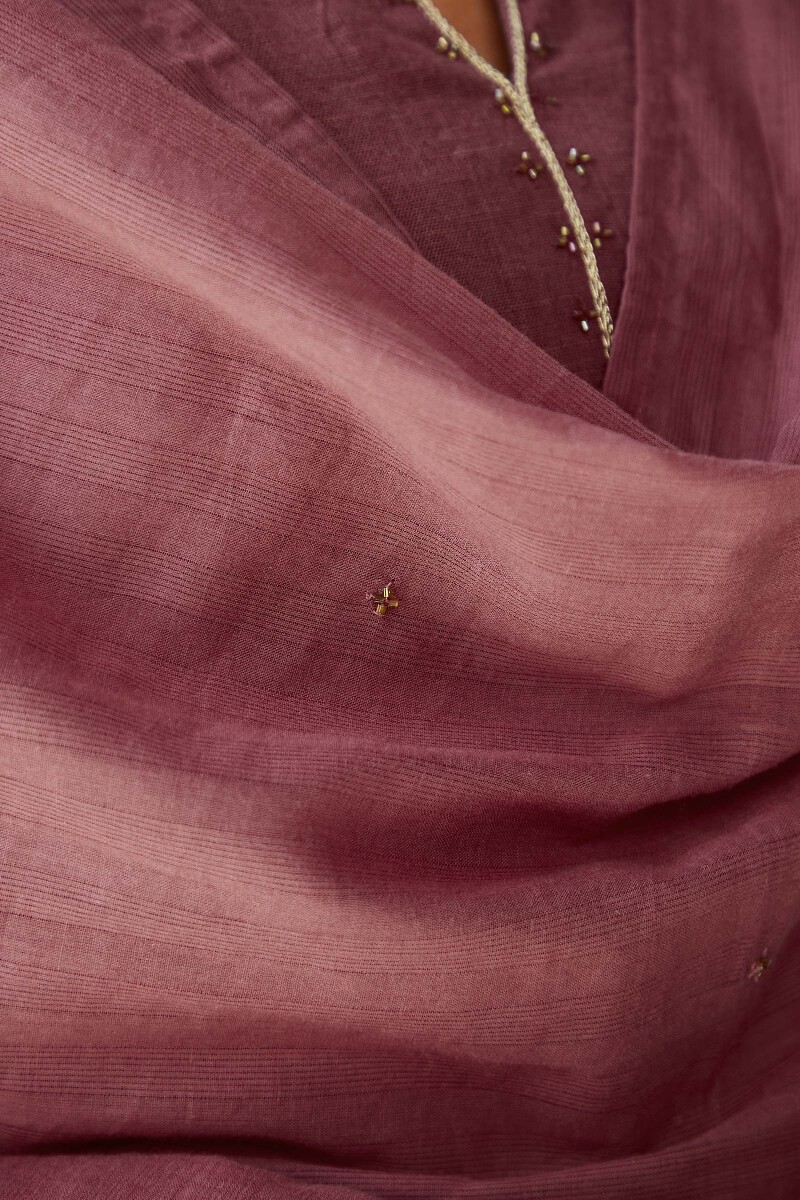 Red Handcrafted Cotton Dobby Dupatta