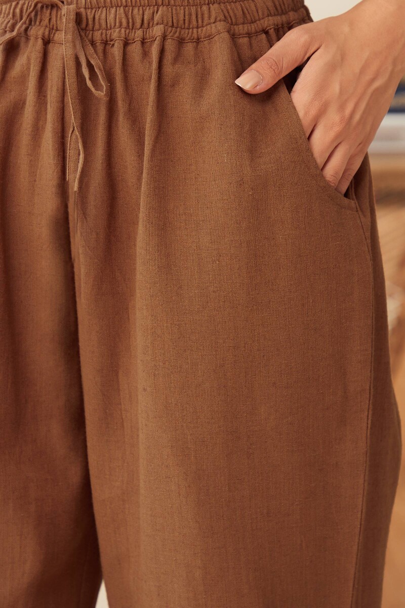 Rust Orange Handcrafted Cotton Flax Pants