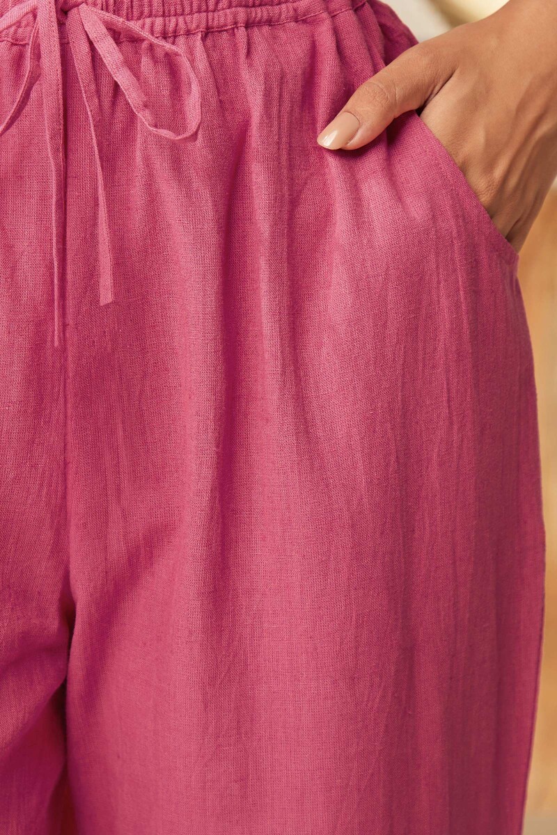 Rani Pink Handcrafted Cotton Flax Pants