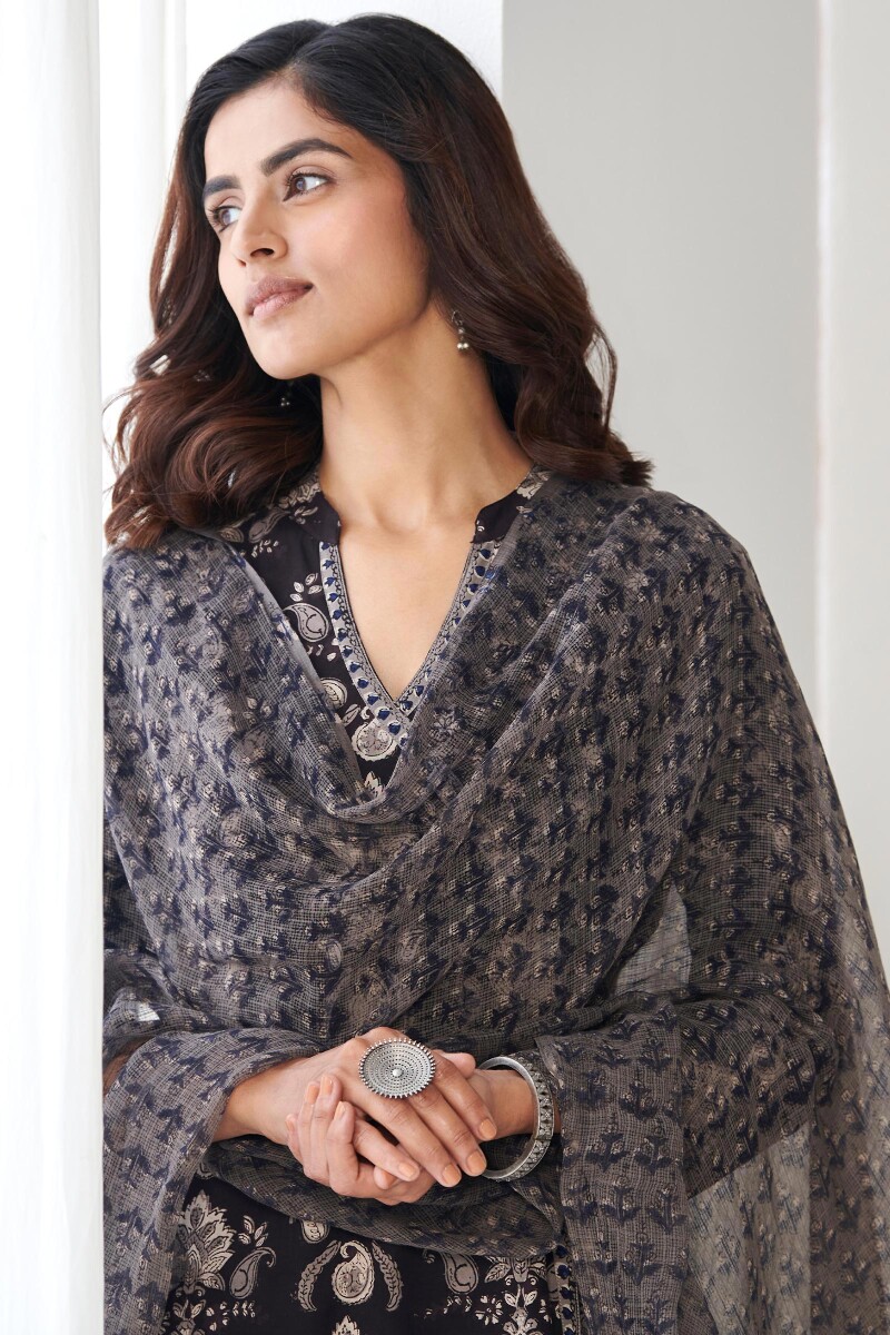 Bagru Hand Block-Printed Kota Dupatta