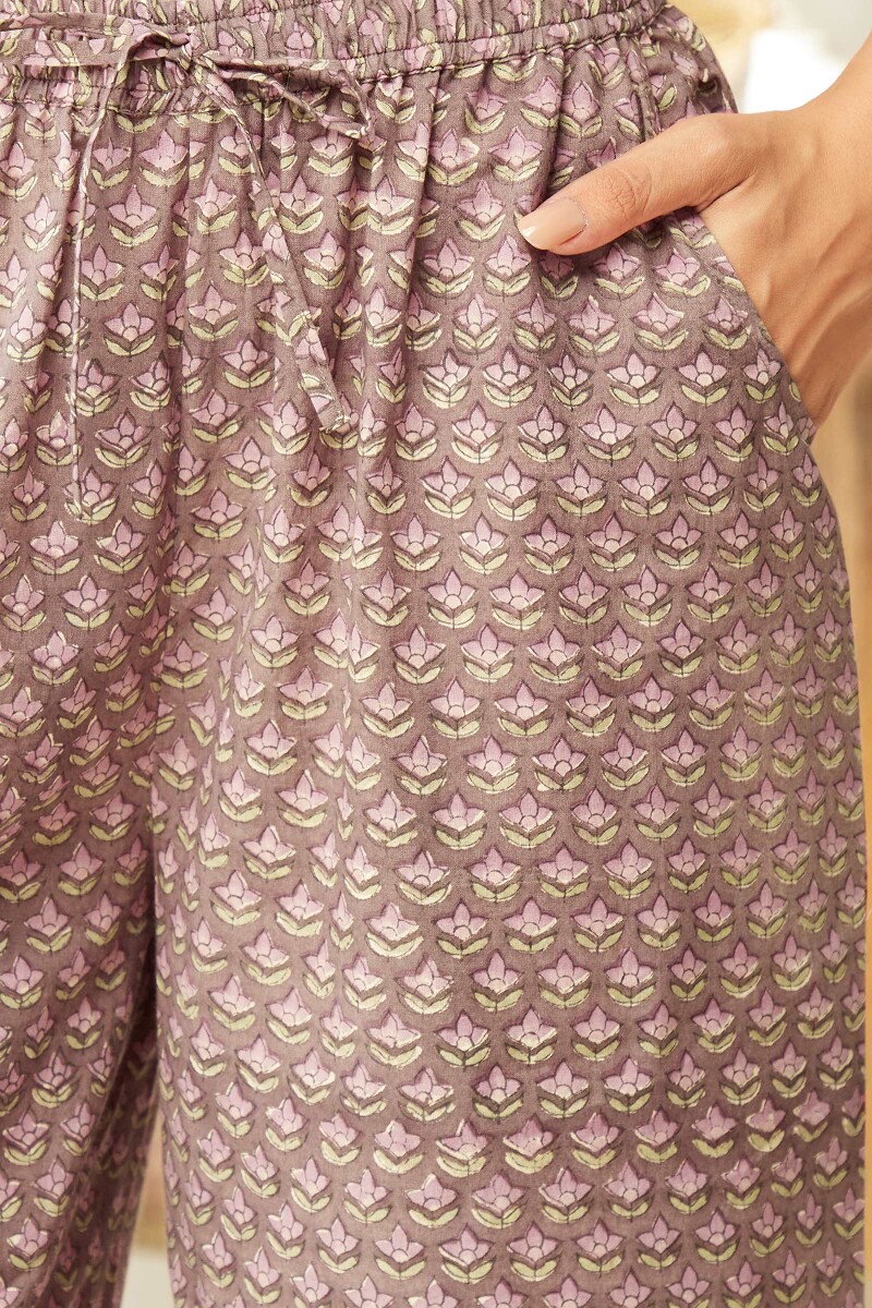 Brown Hand Block-Printed Cotton Farsi