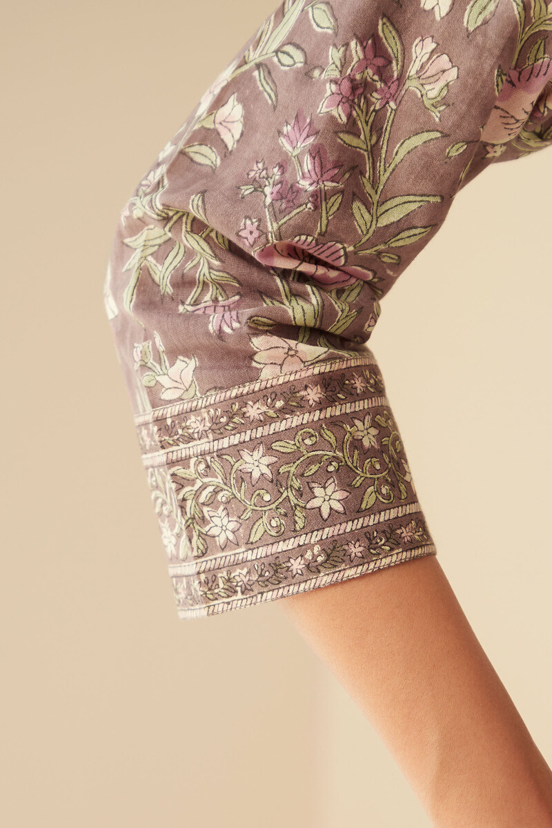 Brown Hand Block-Printed Cotton Top