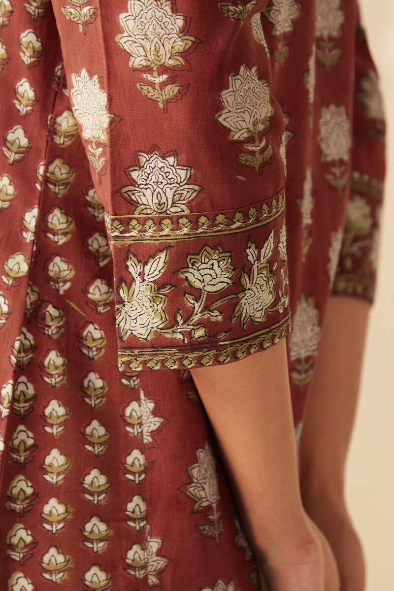 Bagru Hand Block-Printed Straight Cotton Kurta