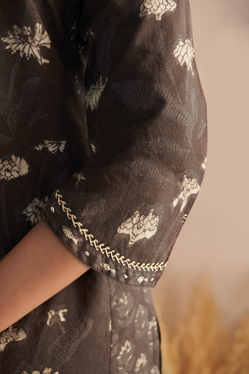 Akola Hand Block-Printed Straight Cotton Kurta