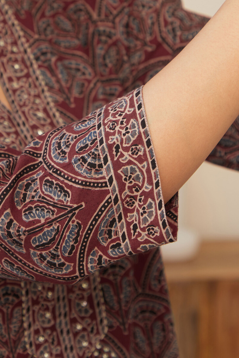 Ajrak Hand Block-Printed Straight Cotton Kurta