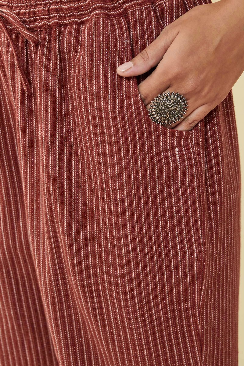 Maroon Handcrafted Cotton Pants