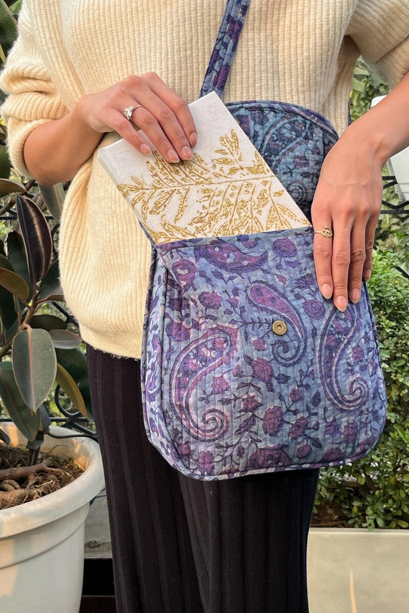 Akola Hand Block-Printed Cotton Crossbody Bag