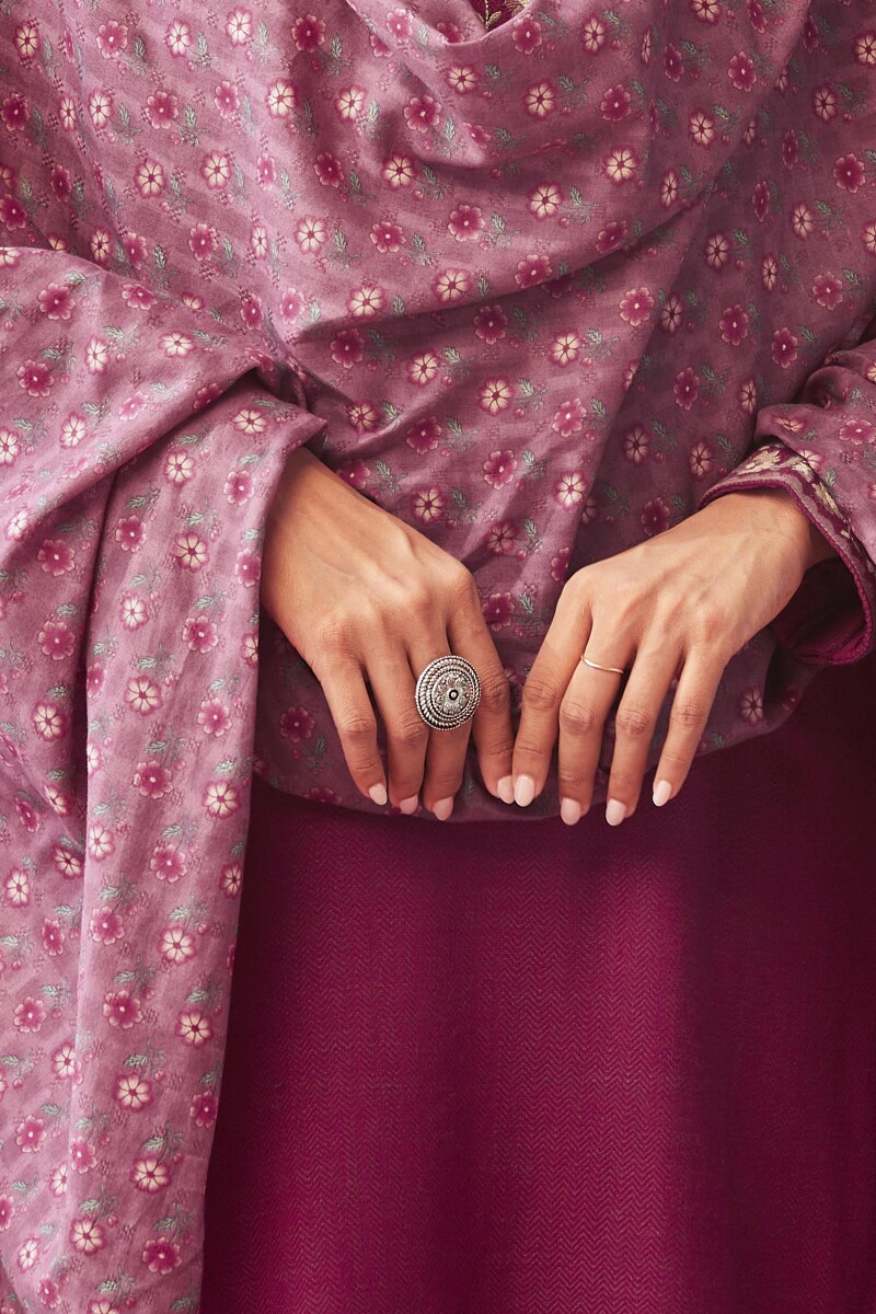 Pink Printed Cotton Dobby Dupatta