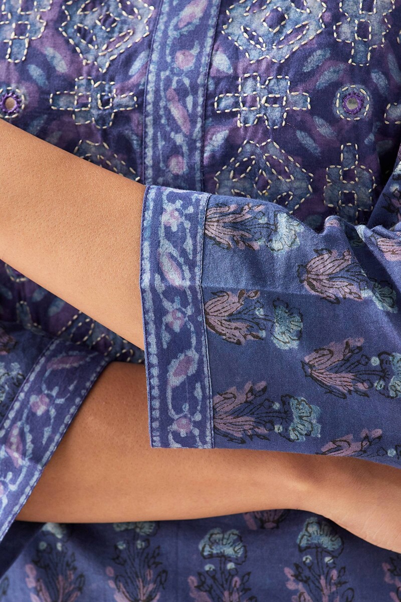 Akola Hand Block-Printed Straight Cotton Kurta