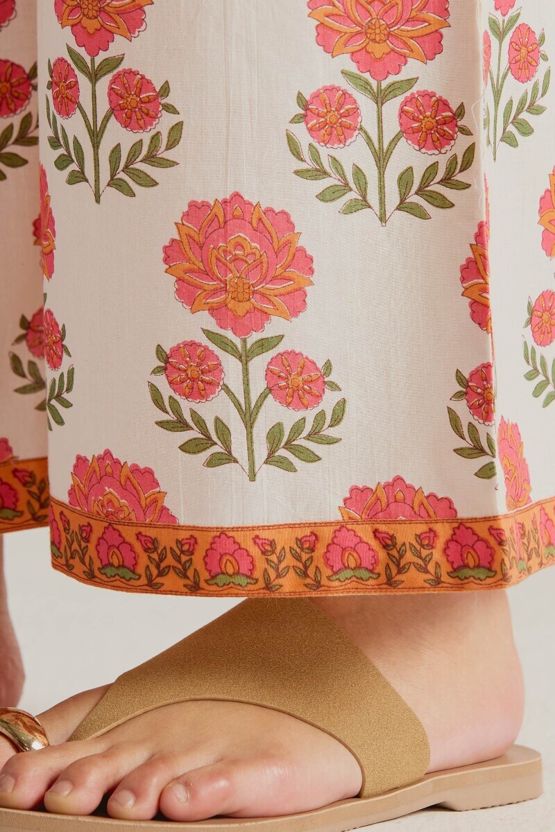 Off-White Hand Printed Cotton Farsi