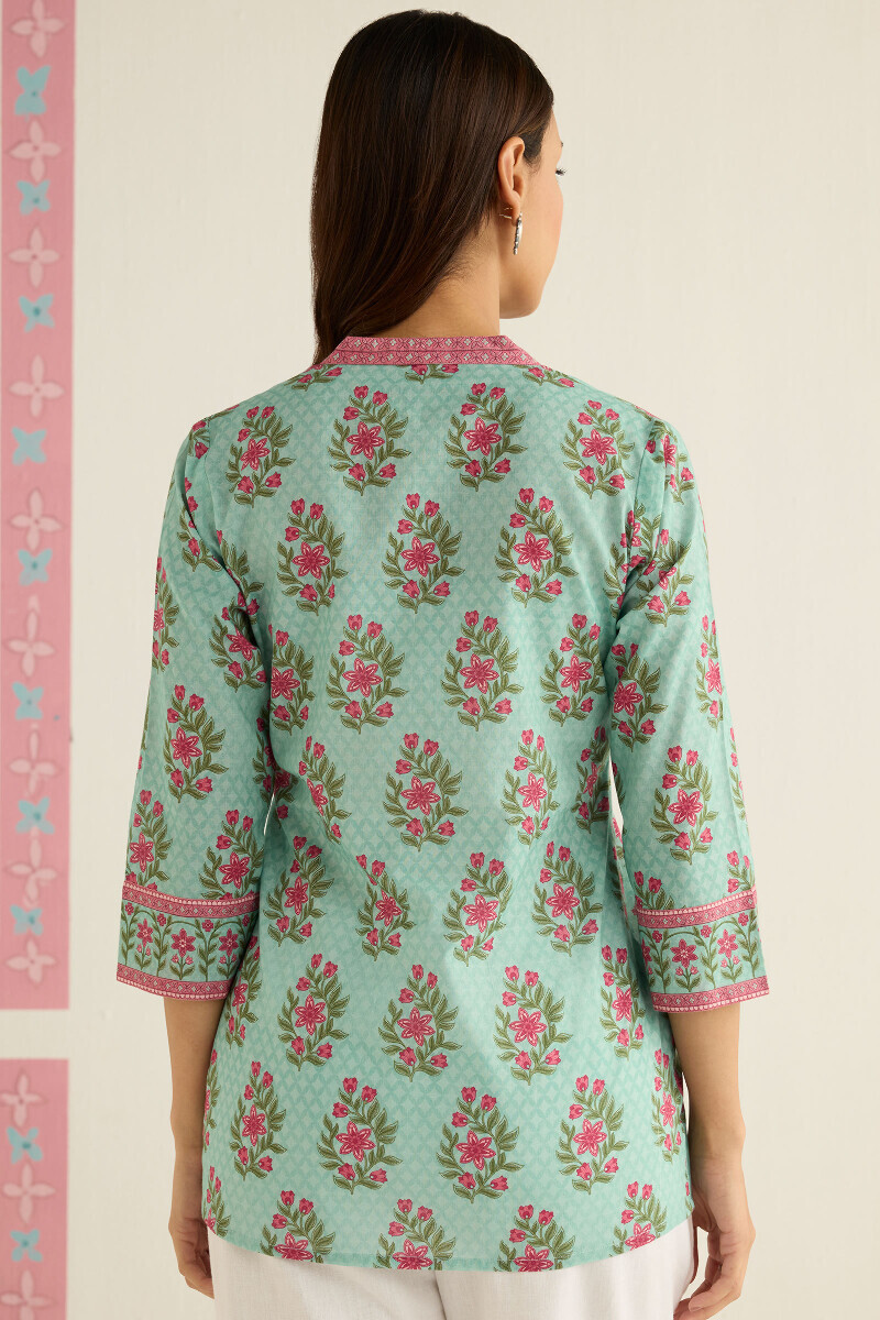 Blue Printed Cotton Top
