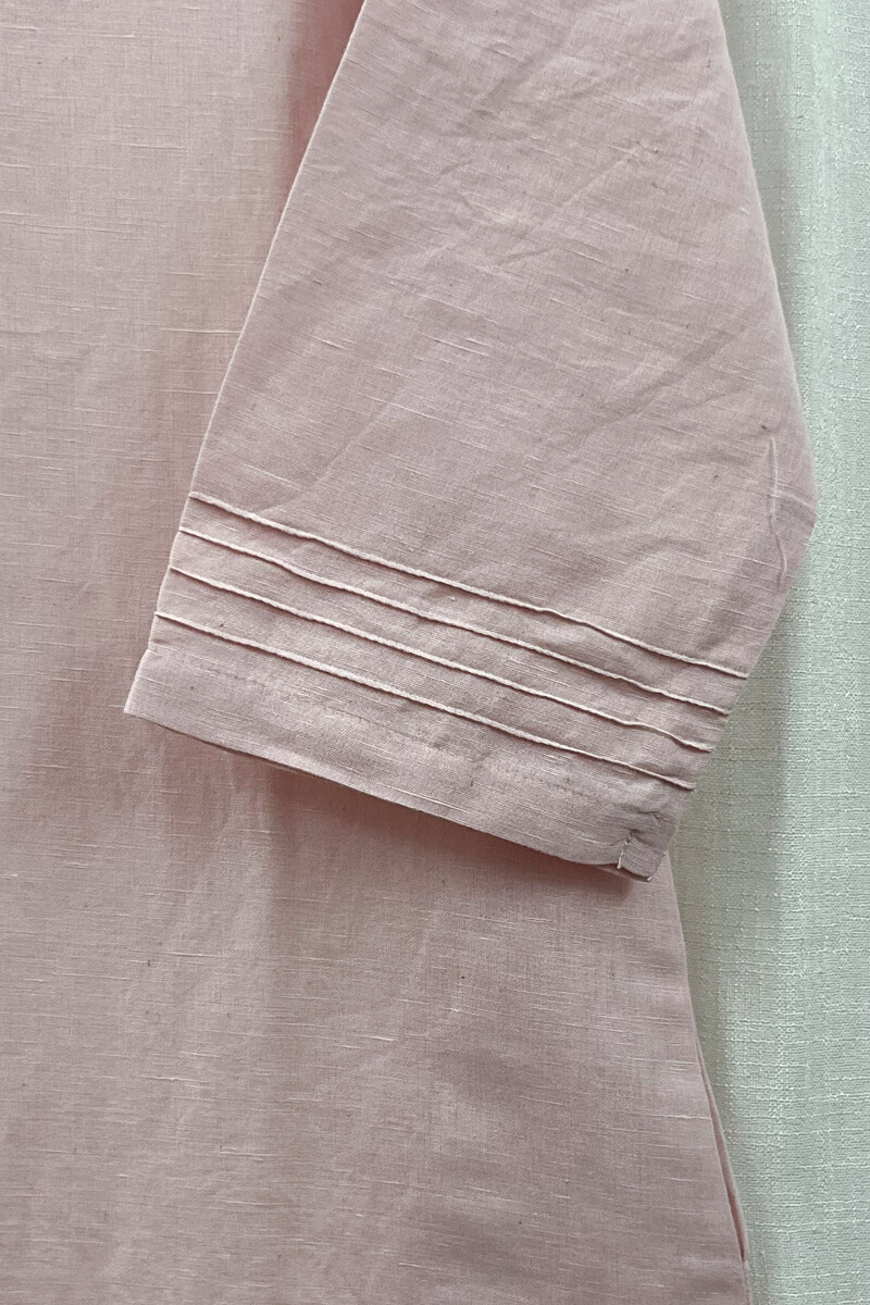 Light Pink Handcrafted Straight Cotton Linen Kurta