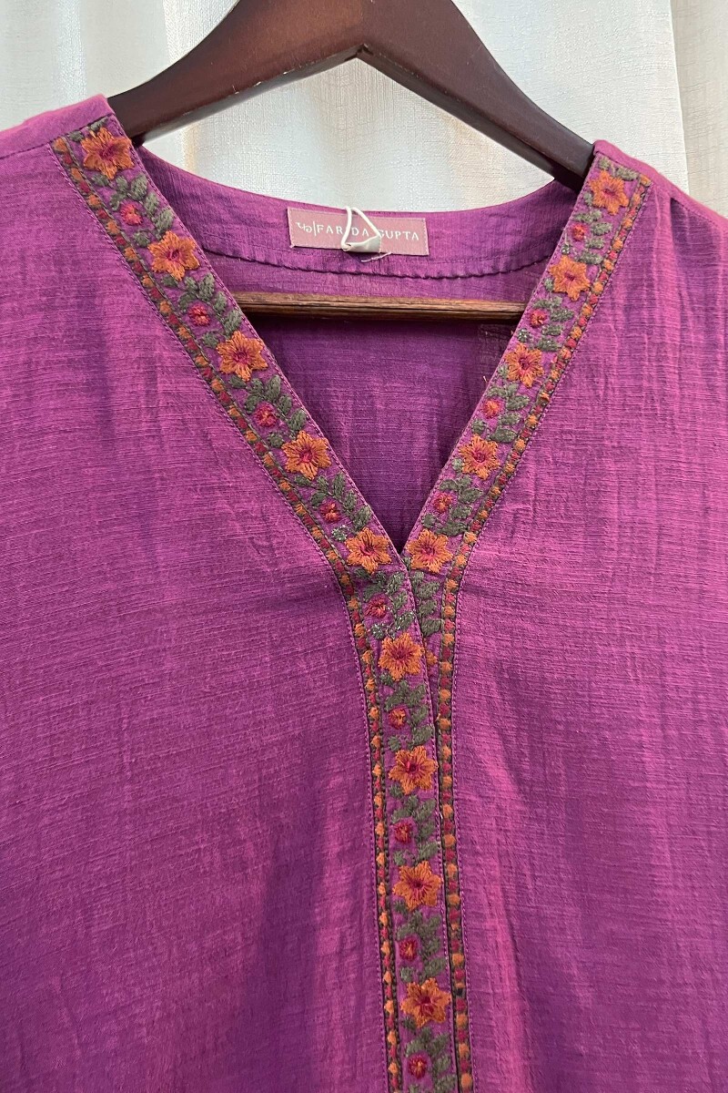 FG Specials: 1 of 1- Purple Handcrafted Viscose Kurta & Pants