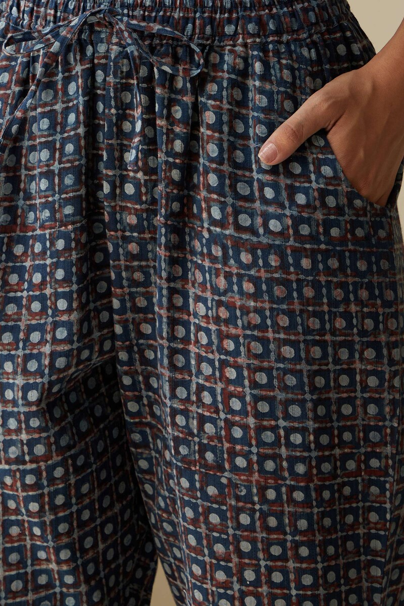 Akola Hand Block-Printed Cotton Dobby Narrow Pants