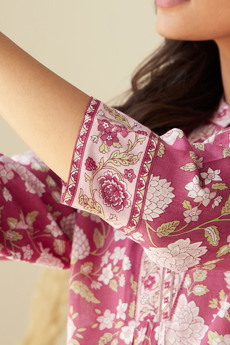 Pink Hand Printed Viscose Top