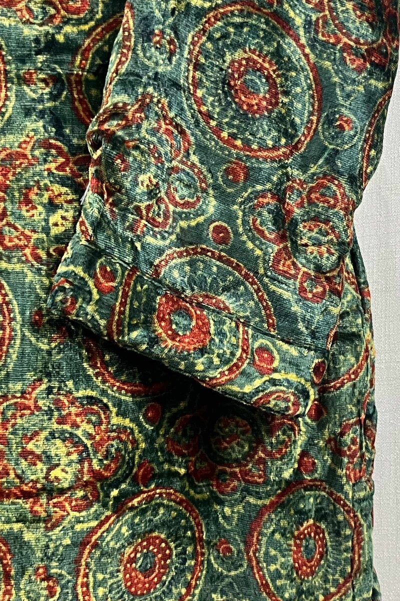 Ajrak Hand Block-Printed Straight Velvet Kurta