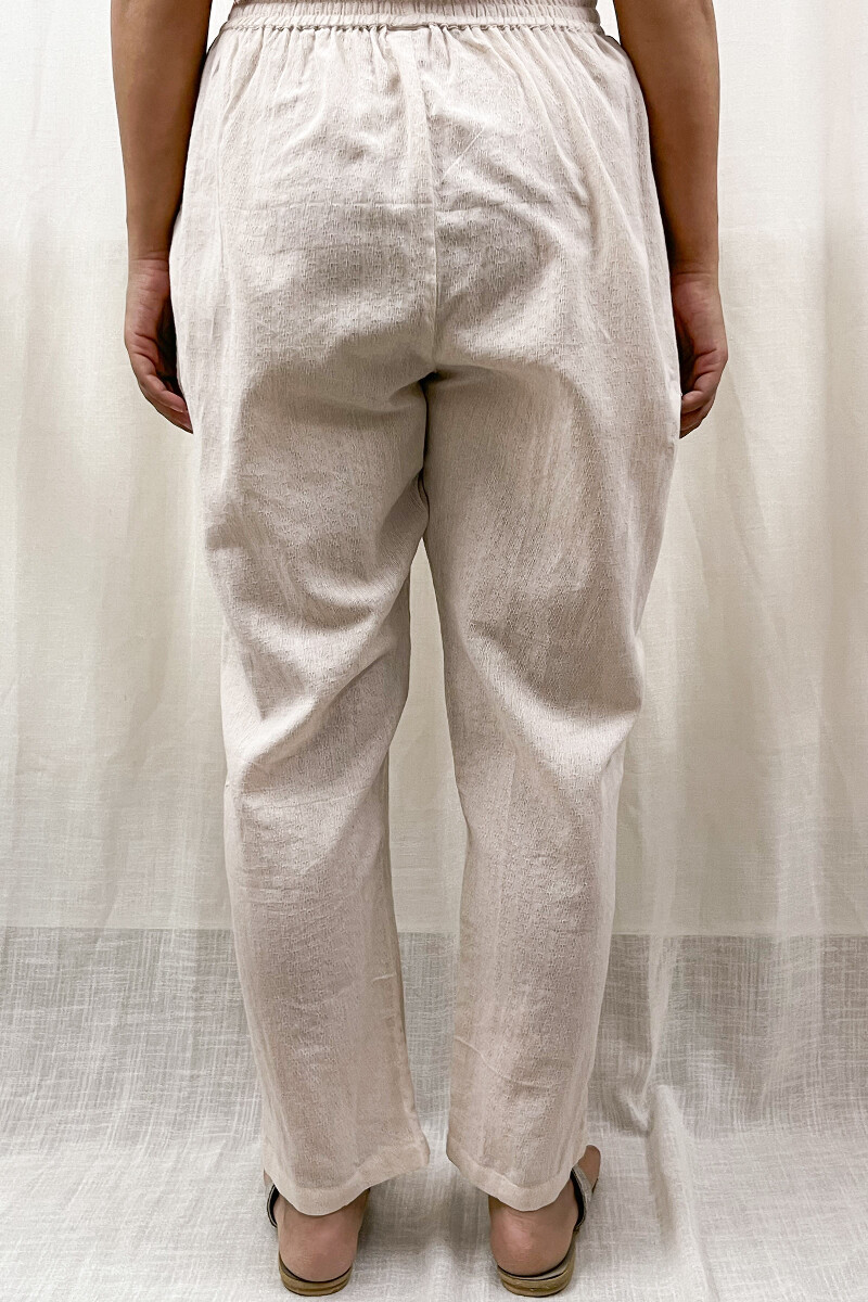 Light Pink Handcrafted Cotton Dobby Narrow Pants