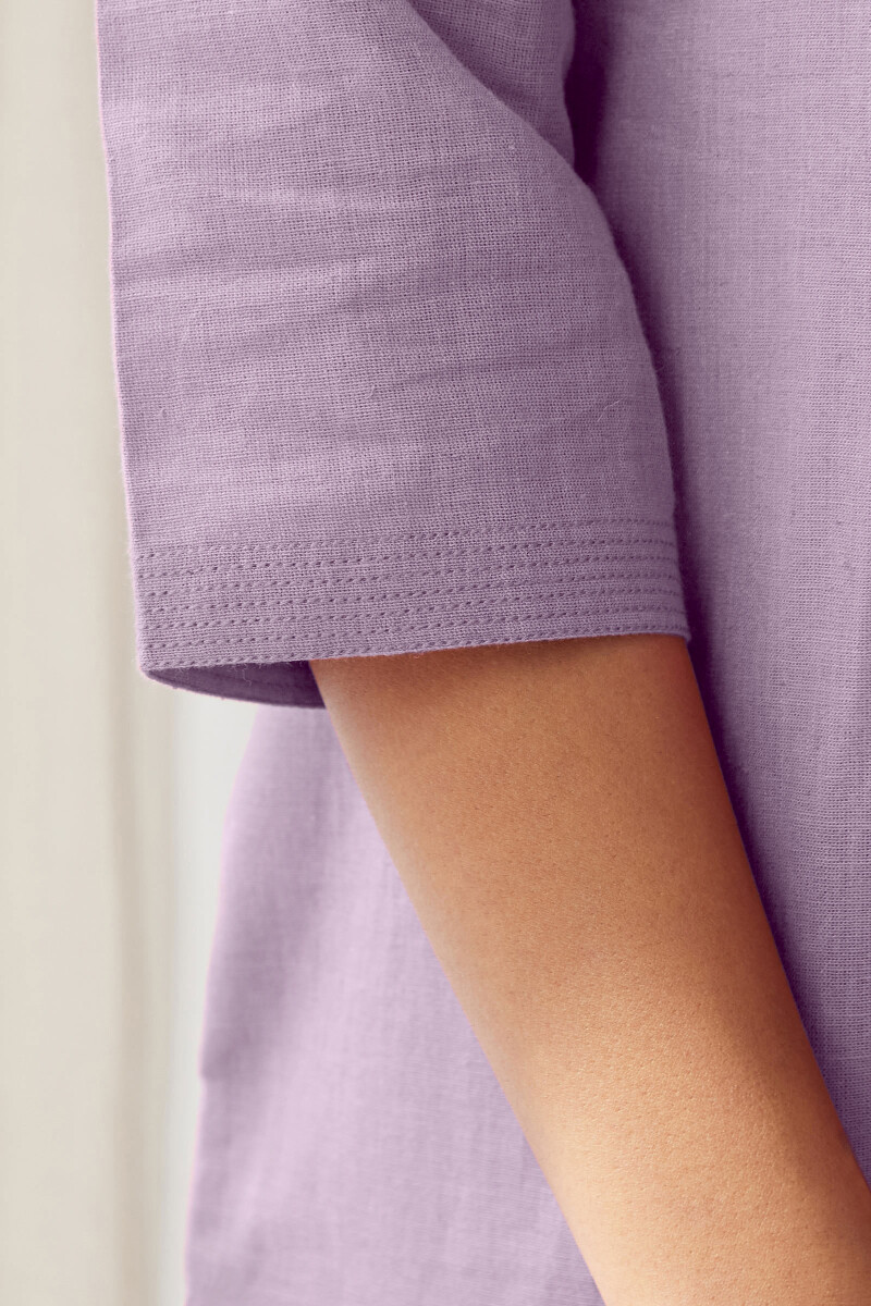 Lavender Handcrafted Straight Cotton Flax Kurta