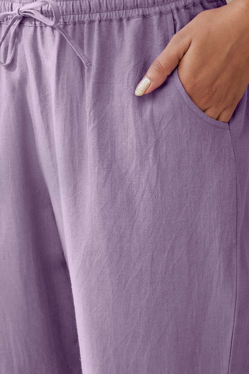 Lavender Handcrafted Cotton Flax Narrow Pants