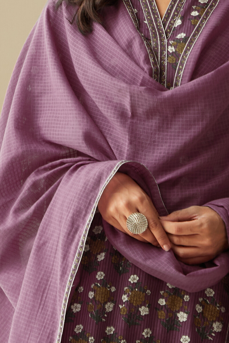 Purple Handcrafted Kota Dupatta