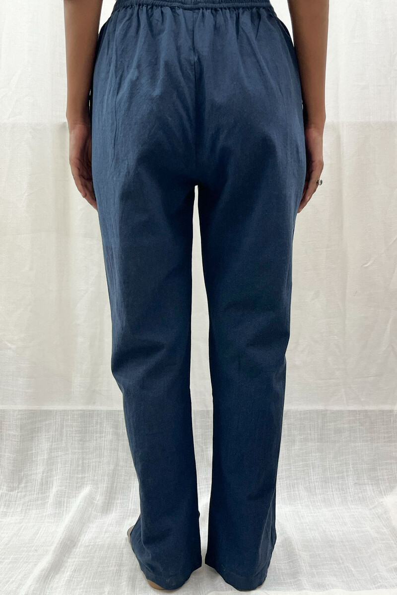 Navy Blue Handcrafted Handloom Cotton Pants