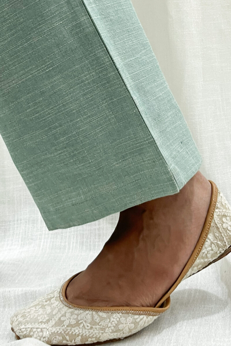 Mint Green Handcrafted Handloom Cotton Pants