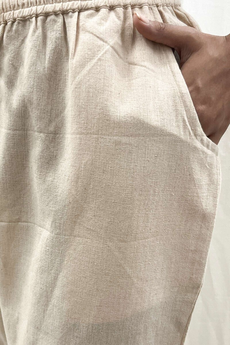 Cream Handcrafted Handloom Cotton Pants