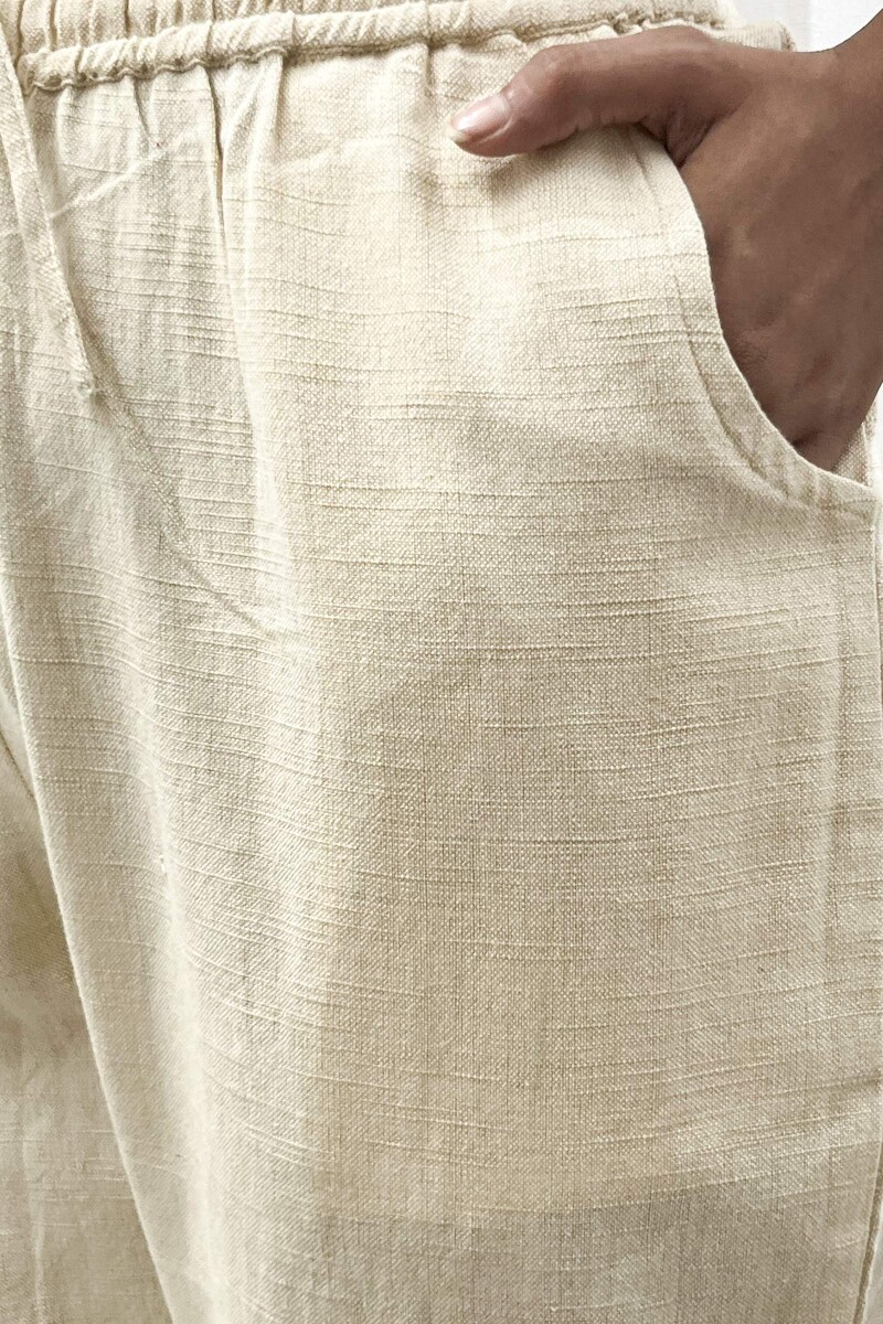 Cream Handcrafted Handloom Cotton Pants