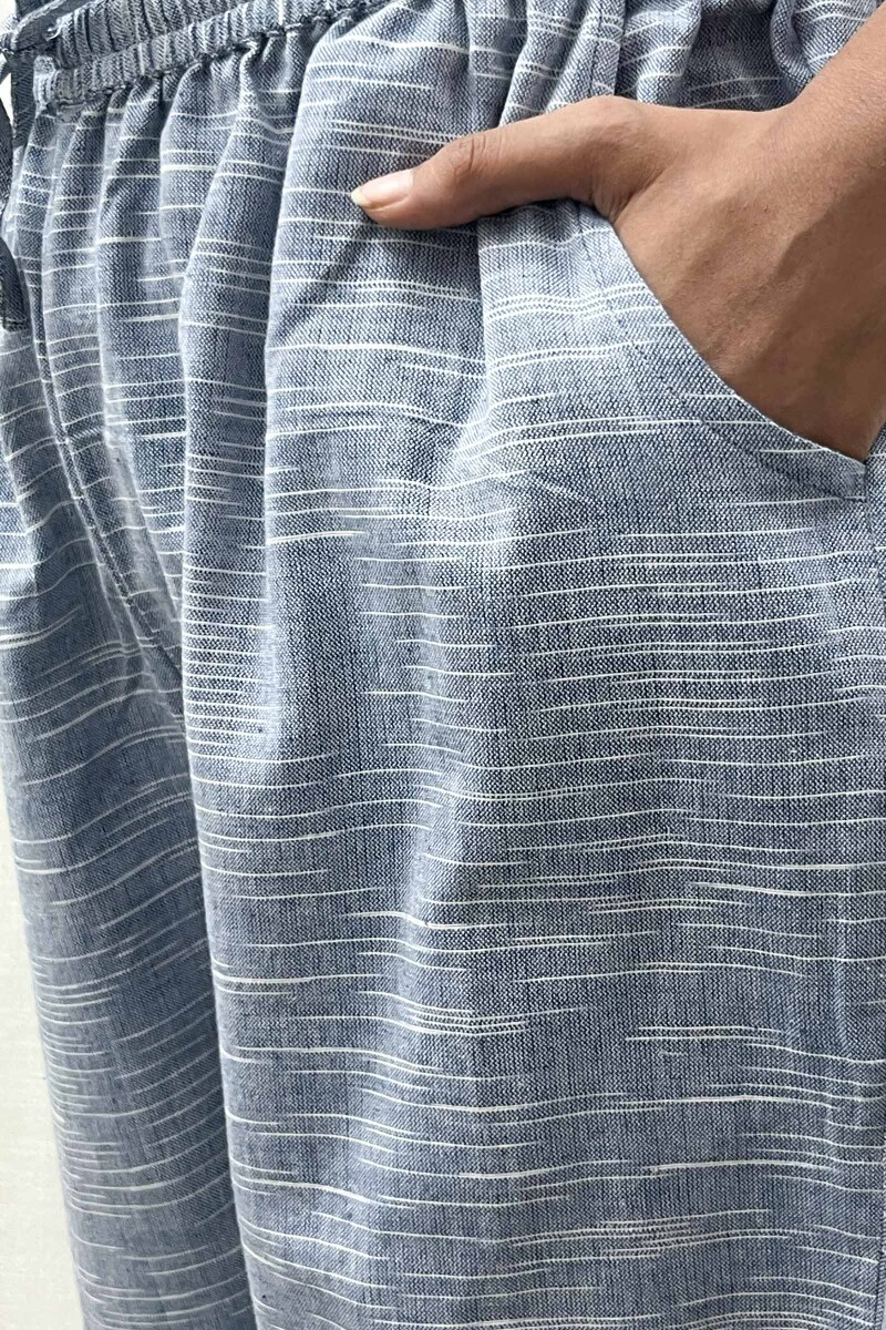 Blue Handcrafted Handloom Cotton Pants