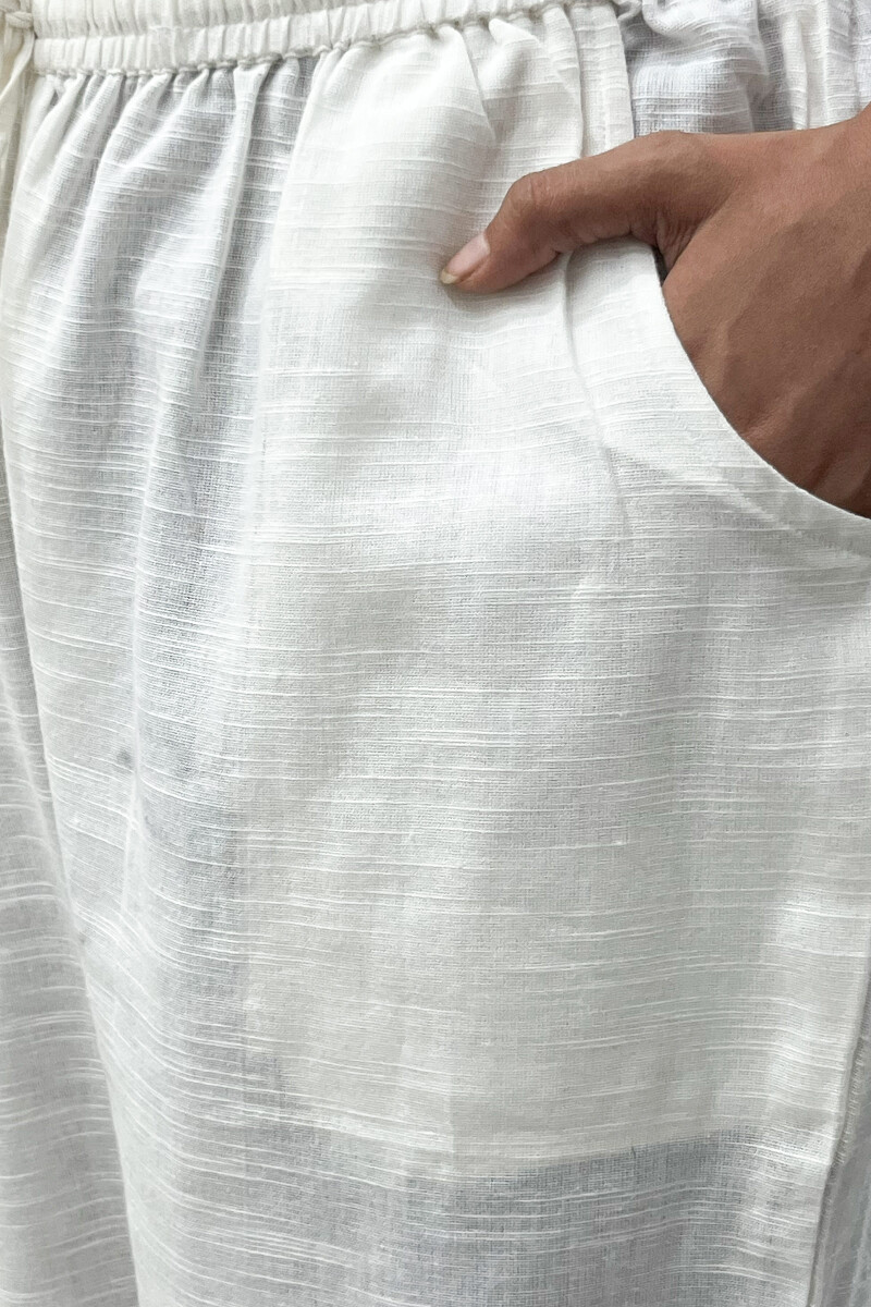 White Handcrafted Handloom Cotton Pants