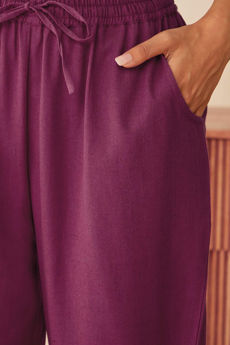 Magenta Pink Handcrafted Cotton Flax Narrow Pants