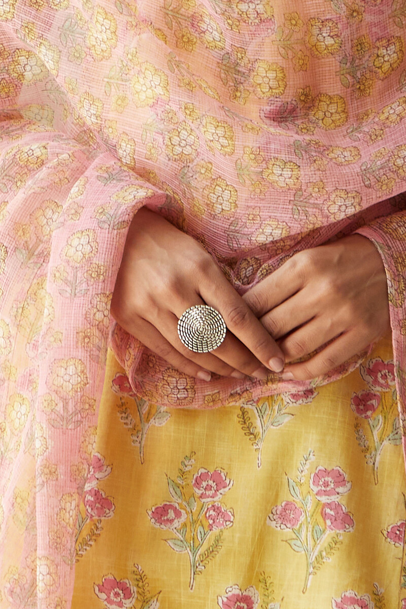 Pink Hand Block-Printed Kota Dupatta