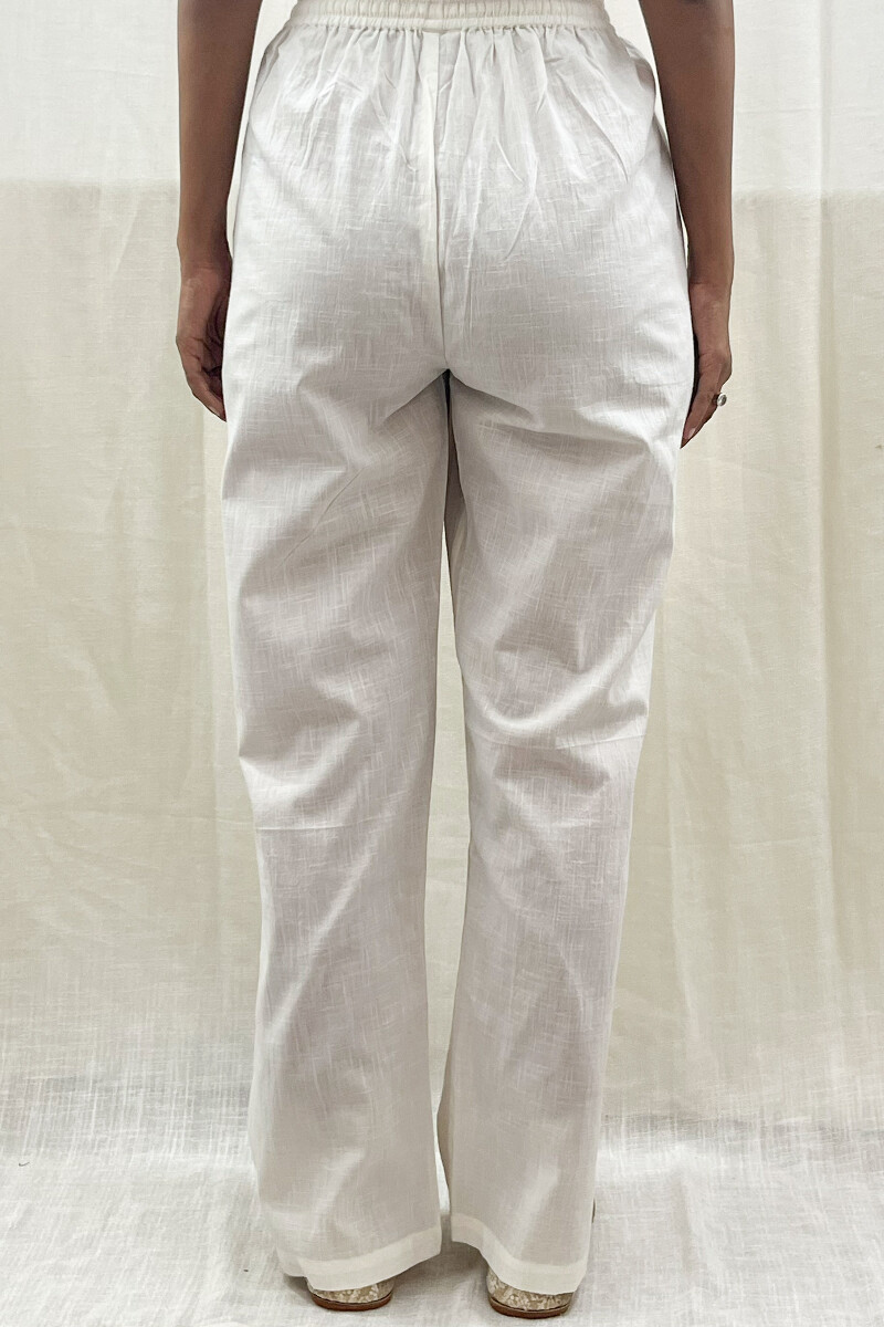 White Handcrafted Handloom Cotton Pants