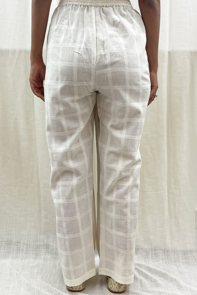 White Handcrafted Handloom Cotton Pants