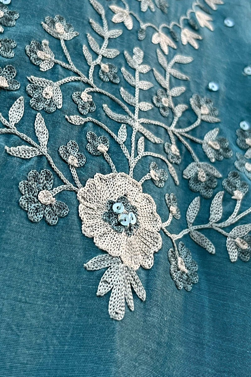 FG Specials: 1 Of 1- Teal Handcrafted Silk Kurta